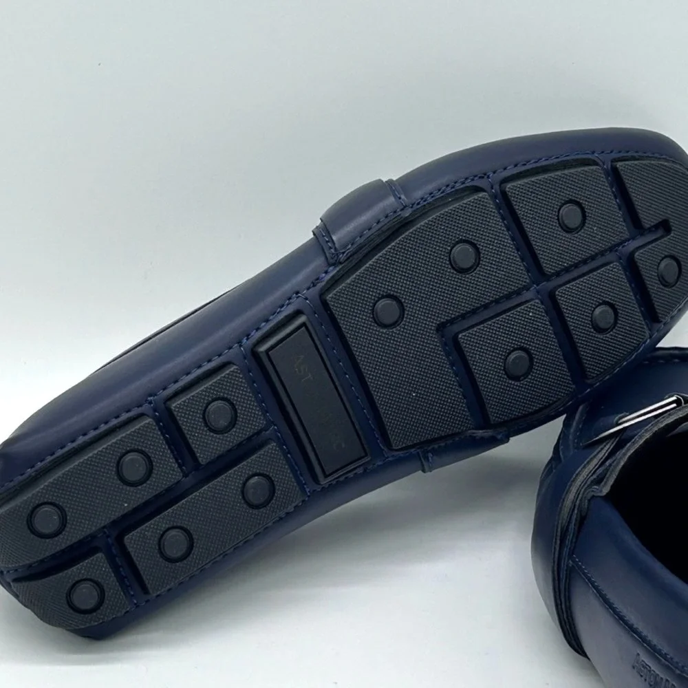 Aston Marc Men's Charter Side Buckle Loafers Shoes Color Navy US 8.5M - With Box